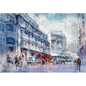 Farrukh Naseem, 15 x 22 Inch, Watercolor On Paper, Cityscape Painting,AC-FN-087